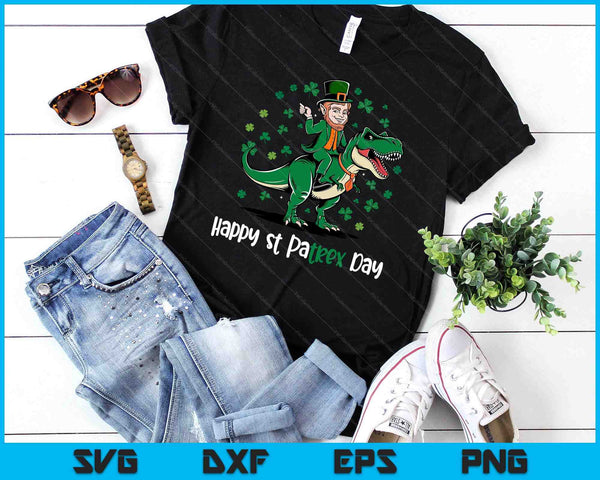 Dino St Patricks Day Kids Toddler Boys Leprechaun SVG PNG Digital Printable Files