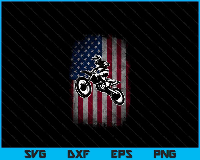 Dirt Bike American Flag Motocross Biker 4th of July SVG PNG Digital Cutting Files
