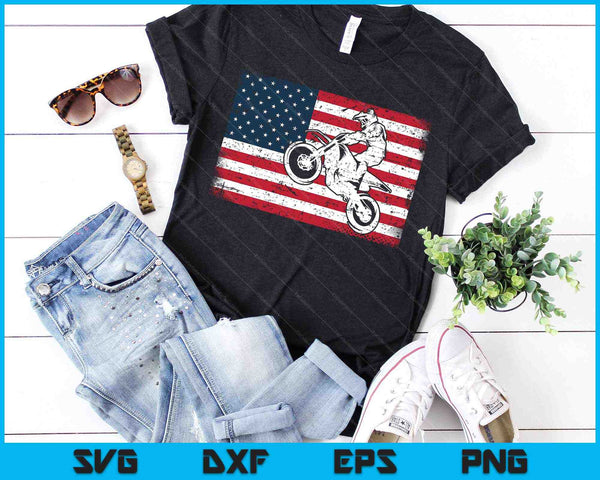 Dirt Bike American Flag Motocross Biker 4th of July SVG PNG Cutting Printable Files - on a t-shirt
