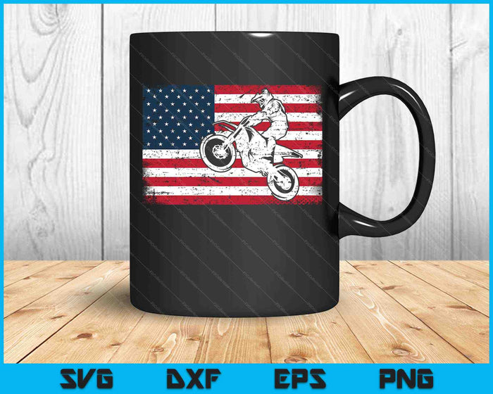 Dirt Bike American Flag Motocross Biker 4th of July SVG PNG Cutting Printable Files