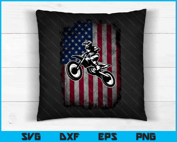 Dirt Bike Amerikaanse vlag Motocross Biker 4 juli SVG PNG digitale snijbestanden