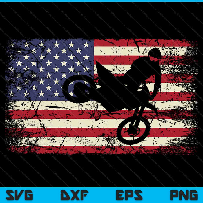 Crossmotor Amerikaanse vlag motorcross Enduro SVG PNG snijden afdrukbare bestanden