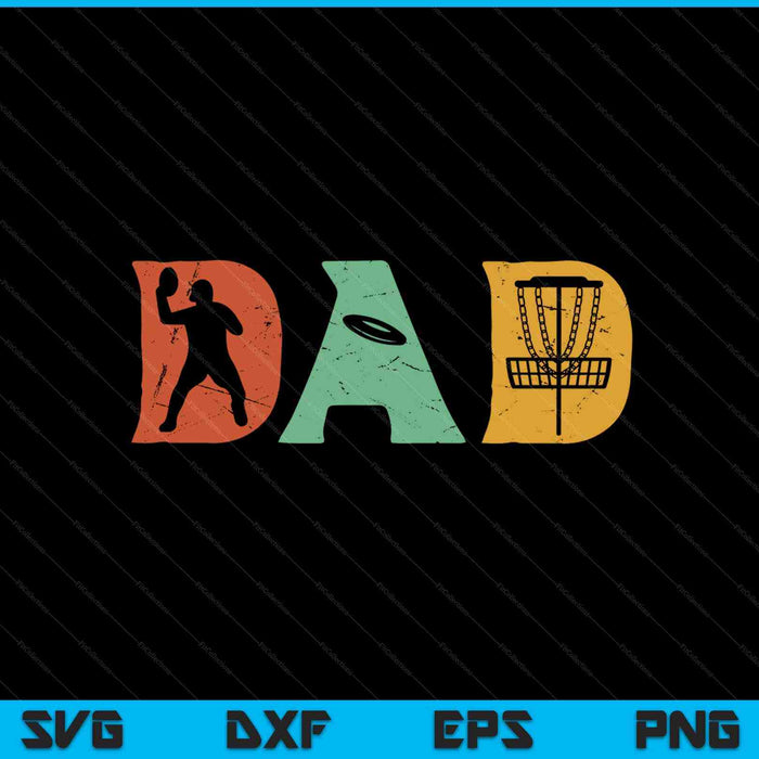 Disco Golf Papá Retro Día del Padre SVG PNG Cortar archivos imprimibles