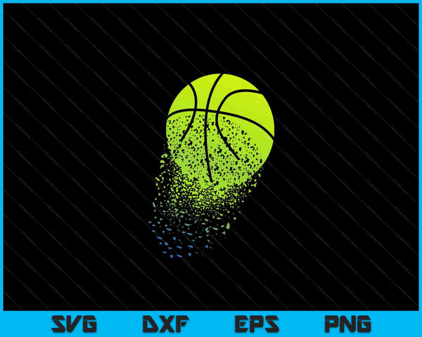 Disintegrating neon green basketball urban SVG cut file