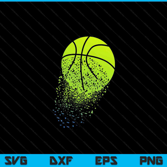 Disintegrating neon green basketball urban SVG cut file