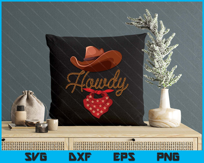 Distressed Howdy Cowboy SVG PNG Digital Cutting Files