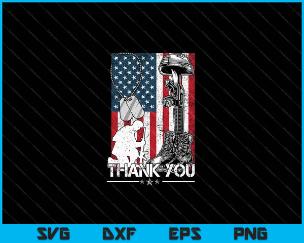 Distressed Memorial Day Flag Military Boots Dog Thank You SVG PNG Cutting Printable Files