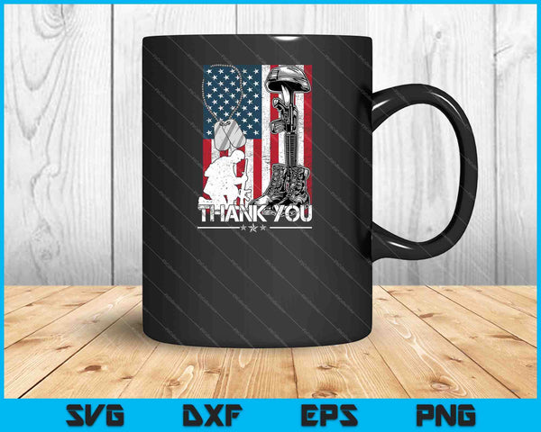 Distressed Memorial Day Flag Military Boots Dog Thank You SVG PNG Cutting Printable Files