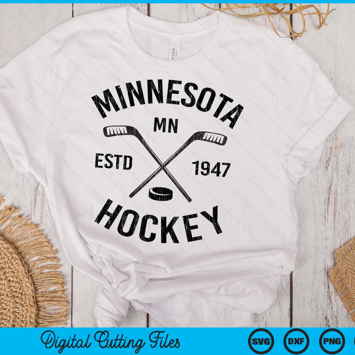Distressed Minnesota Ice Hockey Sticks Vintage Gift SVG PNG Digital Cutting Files