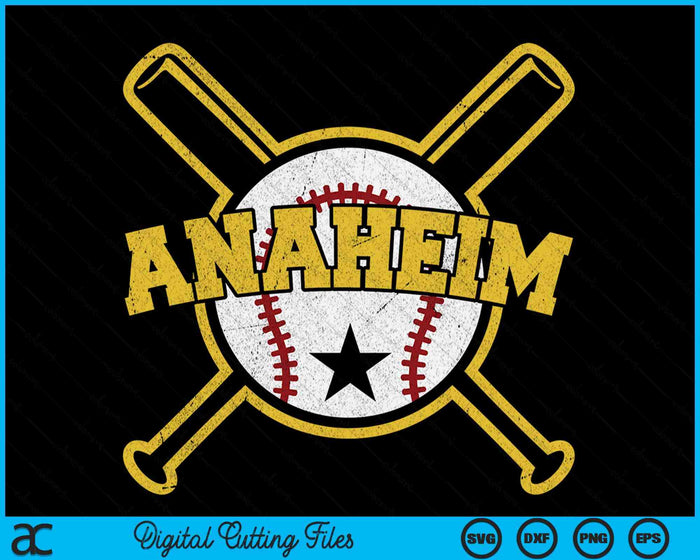 Verontruste Retro Anaheim Baseball SD Vintage SVG PNG digitale snijbestanden