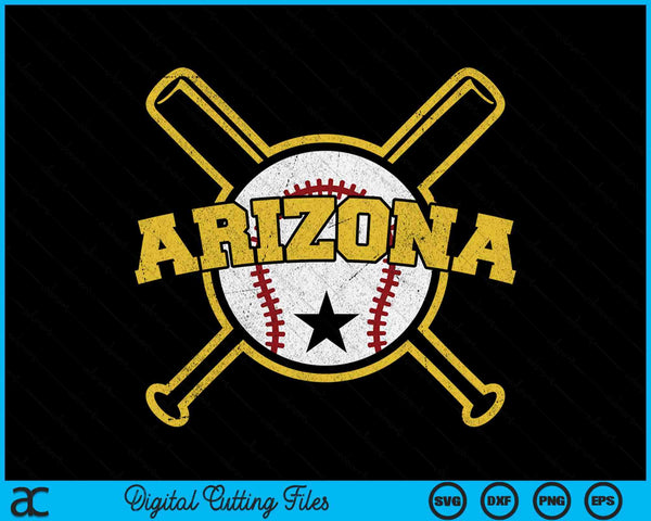 Distressed Retro Arizona Baseball SVG PNG Cutting Printable Files