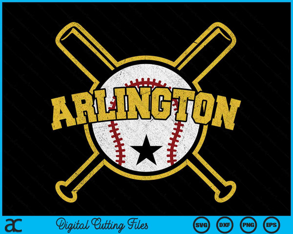 Distressed Retro Arlington Baseball SD Vintage SVG PNG Digital Cutting Files