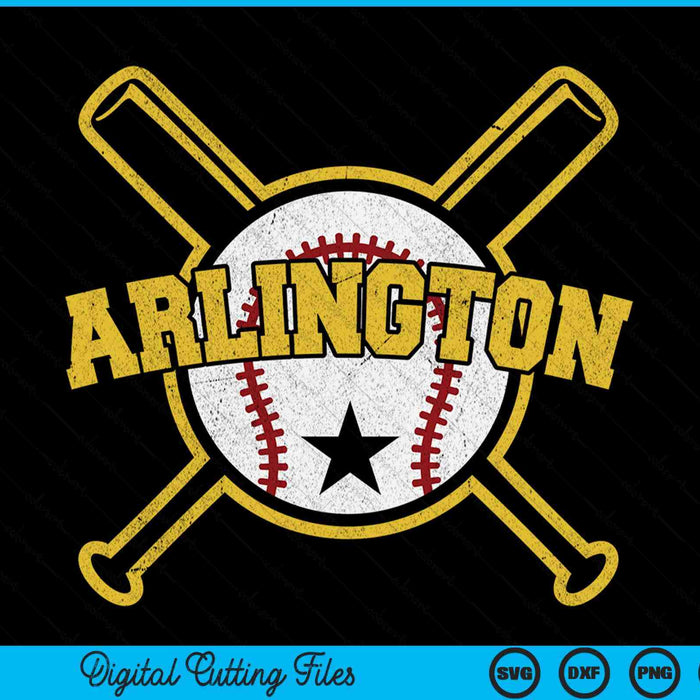 Distressed Retro Arlington Baseball SD Vintage SVG PNG Digital Cutting Files
