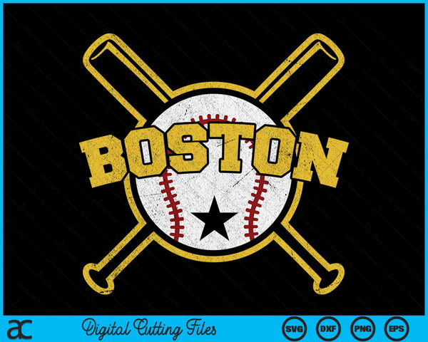 Distressed Retro Boston Baseball Vintage SVG PNG Digital Cutting Files