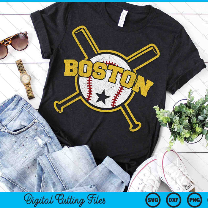 Distressed Retro Boston Baseball Vintage SVG PNG Digital Cutting Files
