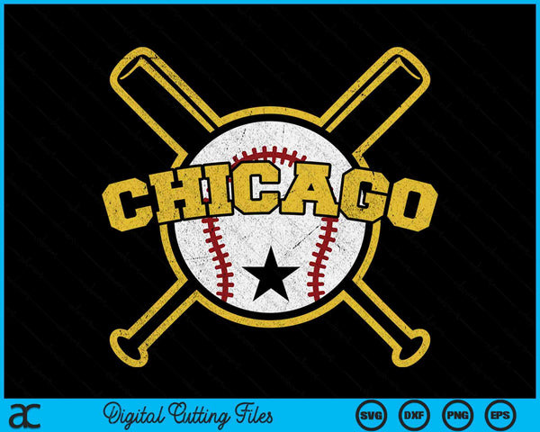 Distressed Retro Chicago Baseball Vintage SVG PNG Digital Cutting Files