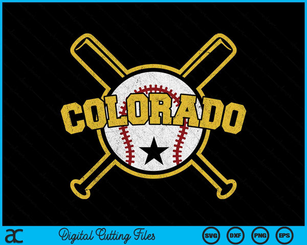 Distressed Retro Colorado Baseball SVG PNG Cutting Printable Files