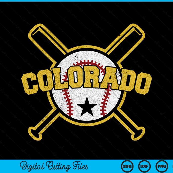 Distressed Retro Colorado Baseball SVG PNG Cutting Printable Files