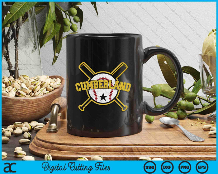Verontruste Retro Cumberland Baseball SD Vintage SVG PNG digitale snijbestanden