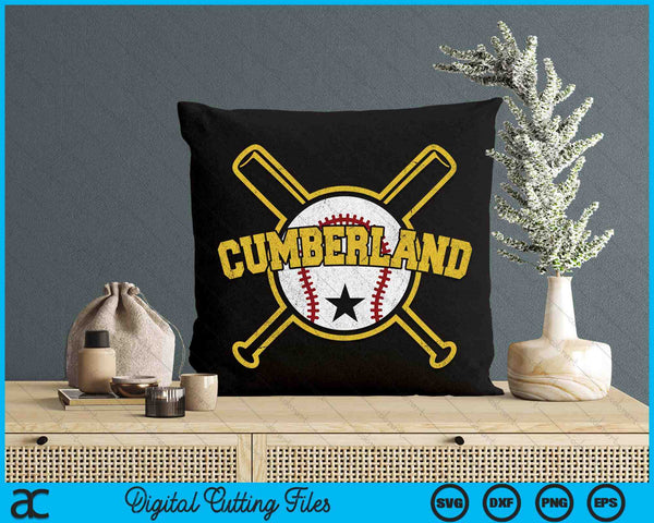 Verontruste Retro Cumberland Baseball SD Vintage SVG PNG digitale snijbestanden