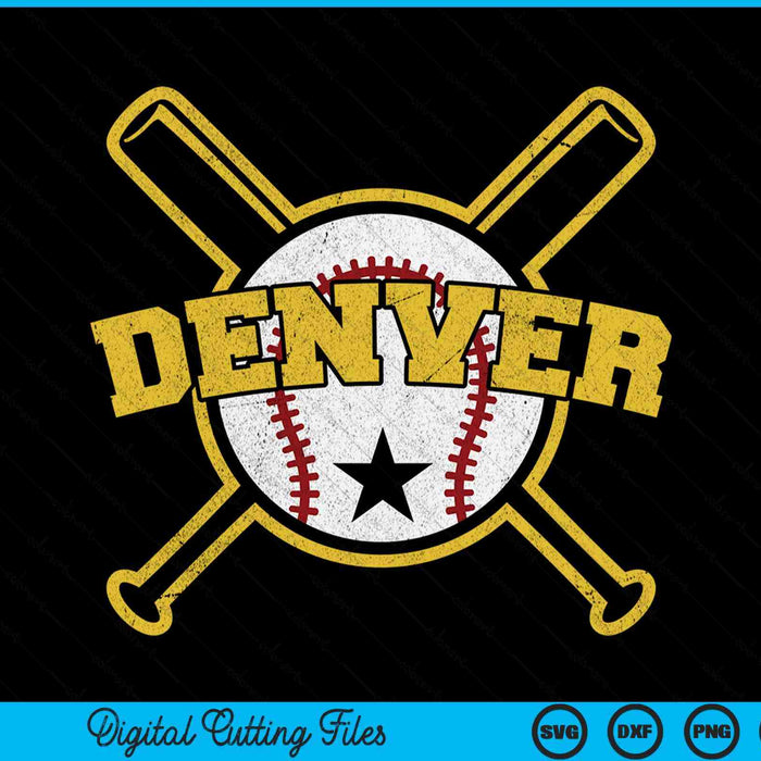 Distressed Retro Denver Baseball SVG PNG Cutting Printable Files