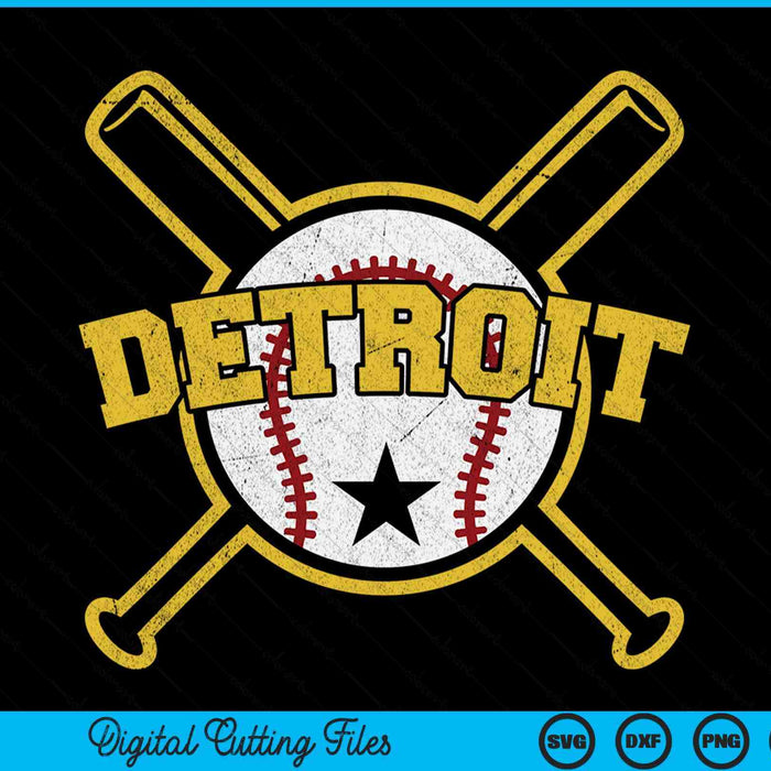 Distressed Retro Detroit Baseball SD Vintage SVG PNG Digital Cutting Files