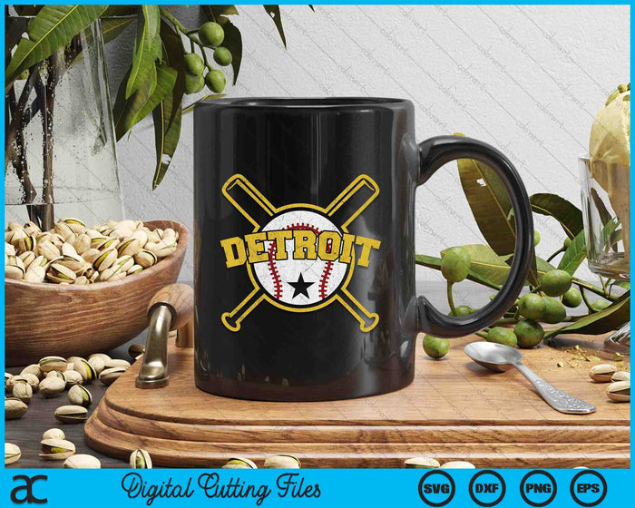 Verontruste Retro Detroit Baseball SD Vintage SVG PNG digitale snijbestanden