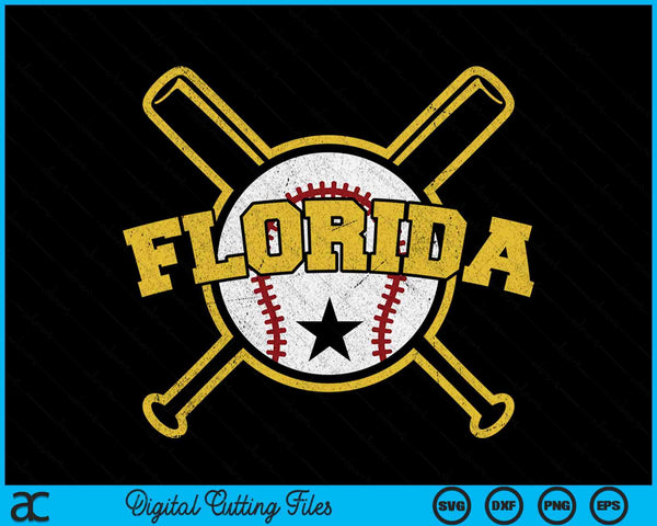 Distressed Retro Florida Baseball Vintage SVG PNG Digital Cutting Files