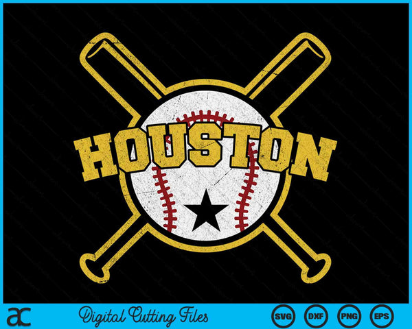 Distressed retro Houston baseball sd vintage SVG PNG cut file for Cricut
