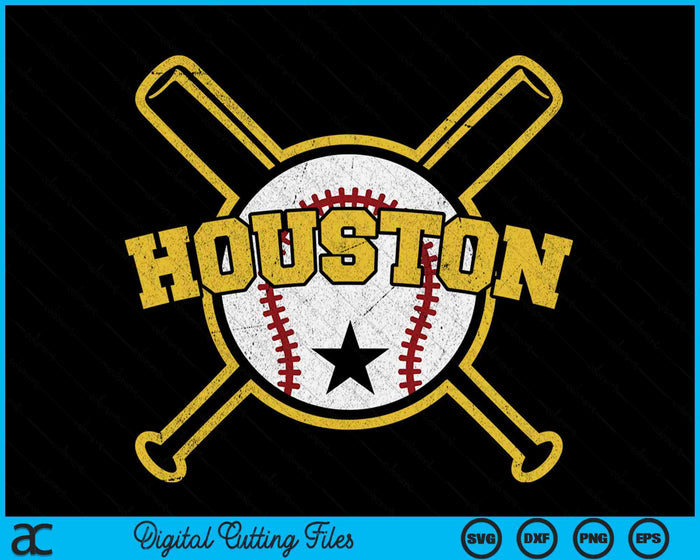 Verontruste Retro Houston Baseball SD Vintage SVG PNG digitale snijbestanden
