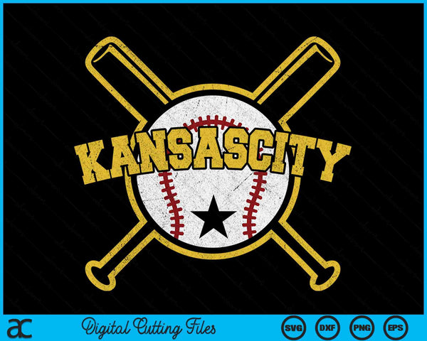 Verontruste Retro Kansas City Baseball SD Vintage SVG PNG digitale snijbestanden