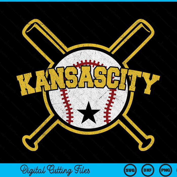 Distressed Retro Kansas City Baseball SD Vintage SVG PNG Digital Cutting Files