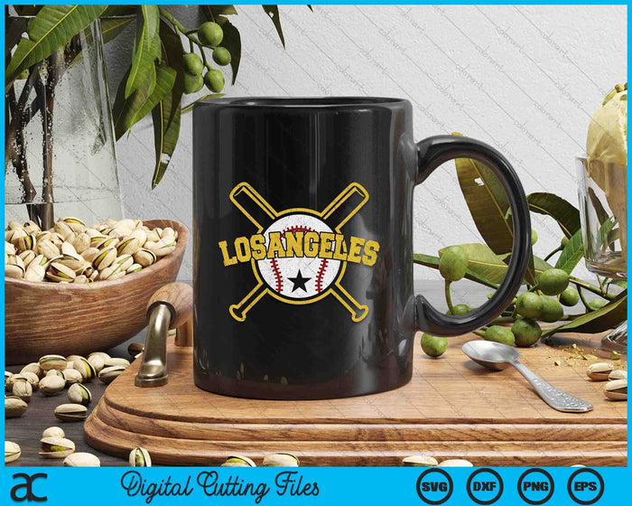 Distressed Retro Los Angeles Baseball LA Vintage SVG PNG Digital Cutting Files
