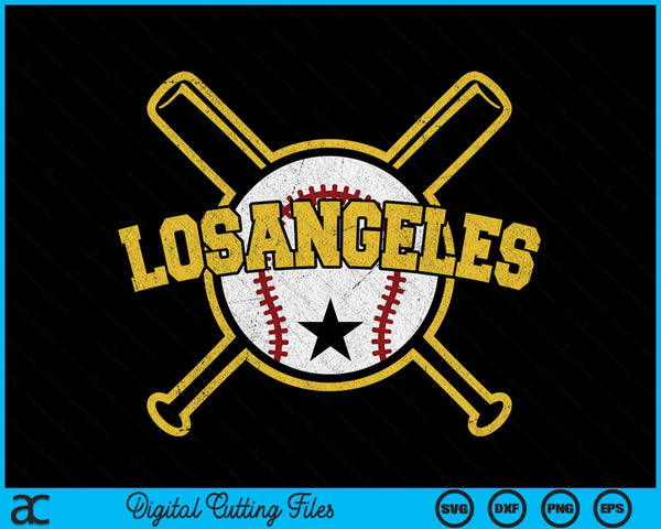 Distressed Retro Los Angeles Baseball LA Vintage SVG PNG Digital Cutting Files