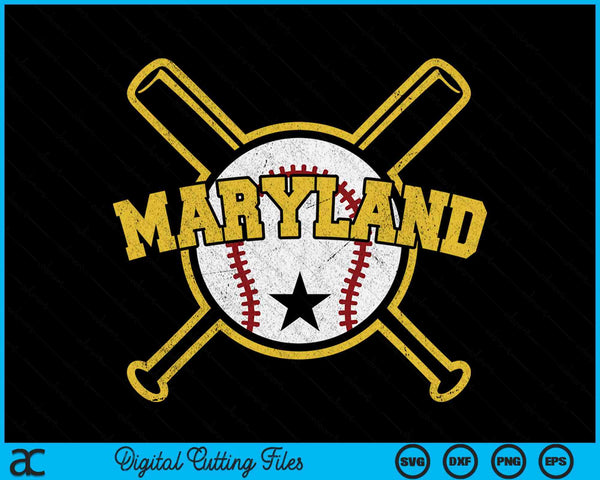 Distressed Retro Maryland Baseball Vintage SVG PNG Digital Cutting Files