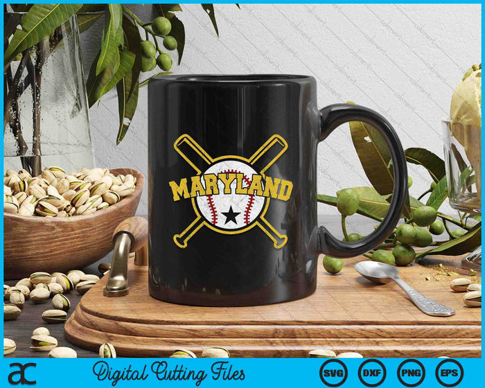 Distressed Retro Maryland Baseball Vintage SVG PNG Digital Cutting Files