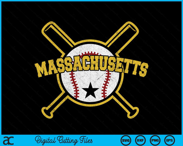 Distressed Retro Massachusetts Baseball Vintage SVG PNG Digital Cutting Files