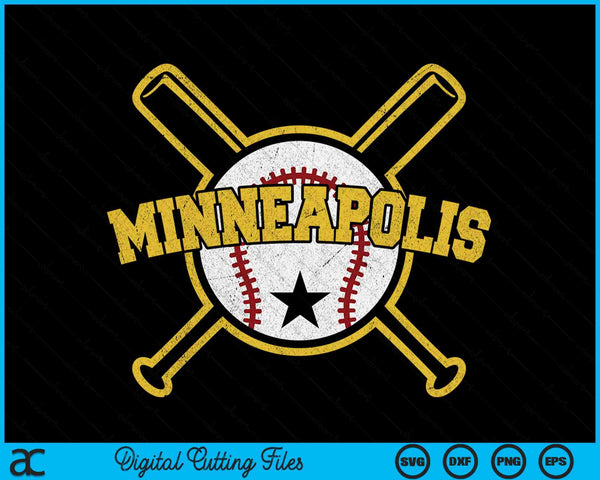 Distressed Retro Minneapolis Baseball SD Vintage SVG PNG Digital Cutting Files