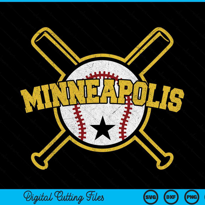 Verontruste Retro Minneapolis honkbal SD Vintage SVG PNG digitale snijbestanden