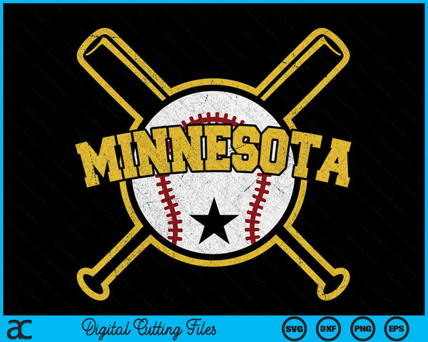 Verontruste Retro Minnesota Baseball SD Vintage SVG PNG digitale snijbestanden
