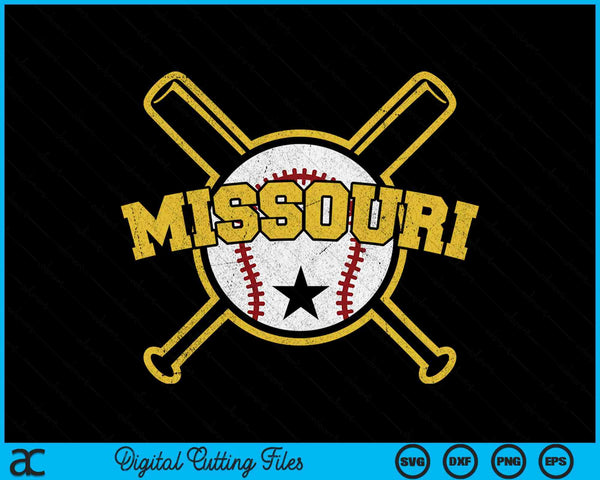 Distressed Retro Missouri Baseball SVG PNG Cutting Printable Files