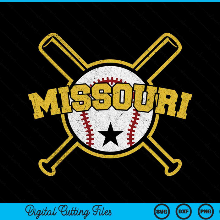 Distressed retro Missouri baseball SVG cut file