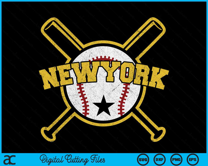 Distressed Retro New York Baseball Vintage SVG PNG Digital Cutting Files