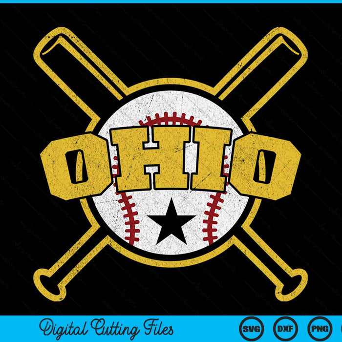 Distressed Retro Ohio Baseball SD Vintage SVG PNG Digital Cutting Files