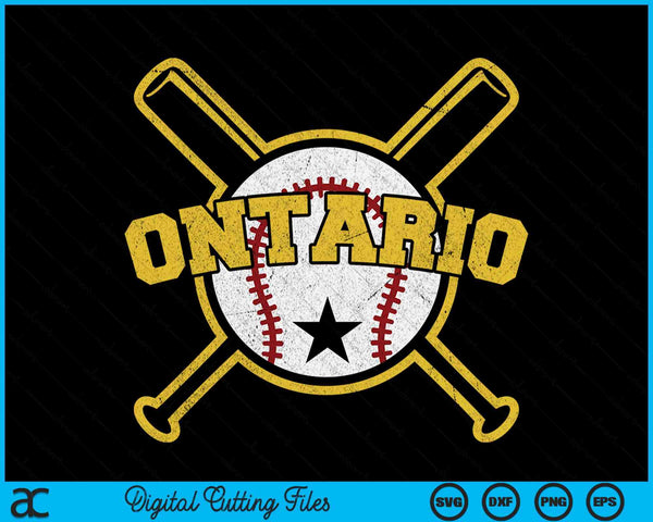 Distressed Retro Ontario Baseball Vintage SVG PNG Digital Cutting Files