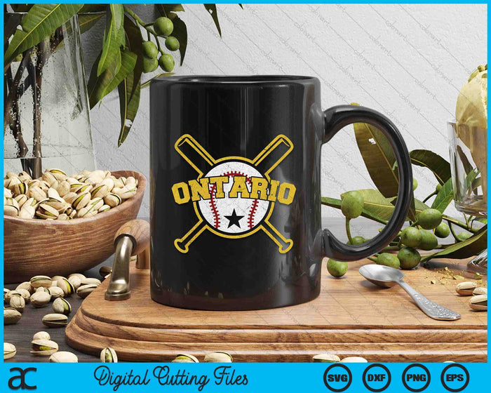 Distressed Retro Ontario Baseball Vintage SVG PNG Digital Cutting Files