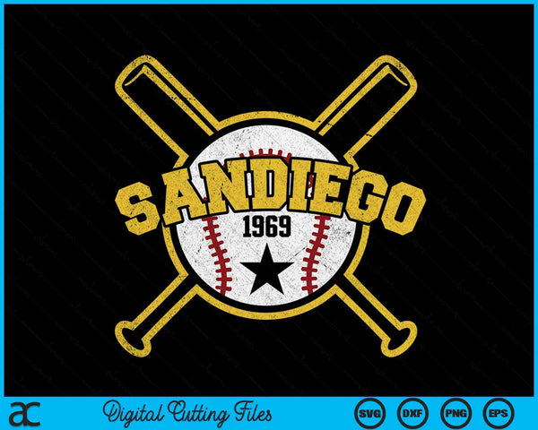 Distressed Retro San Diego Baseball SD Vintage SVG PNG Digital Cutting Files