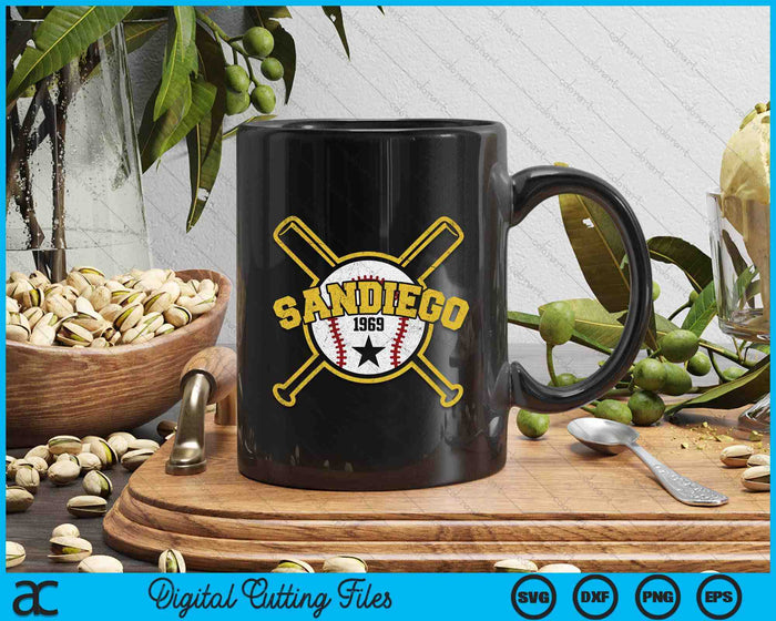 Distressed Retro San Diego Baseball SD Vintage SVG PNG Digital Cutting Files