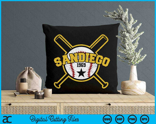 Verontruste Retro San Diego Baseball SD Vintage SVG PNG digitale snijbestanden