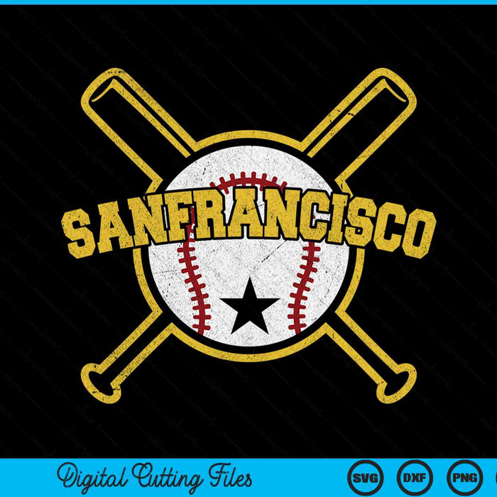 Distressed Retro San Francisco Baseball SVG PNG Cutting Printable Files